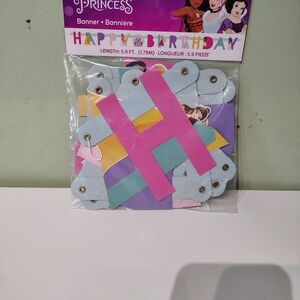 NWT Disney Princess Happy Birthday Banner Girls Party Supplies Decorations